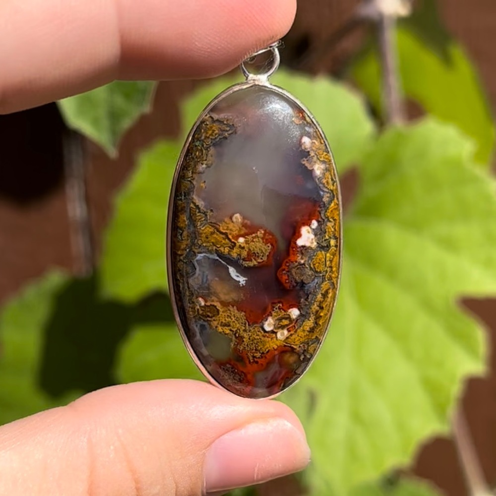 SOLD Plume Agate Necklace